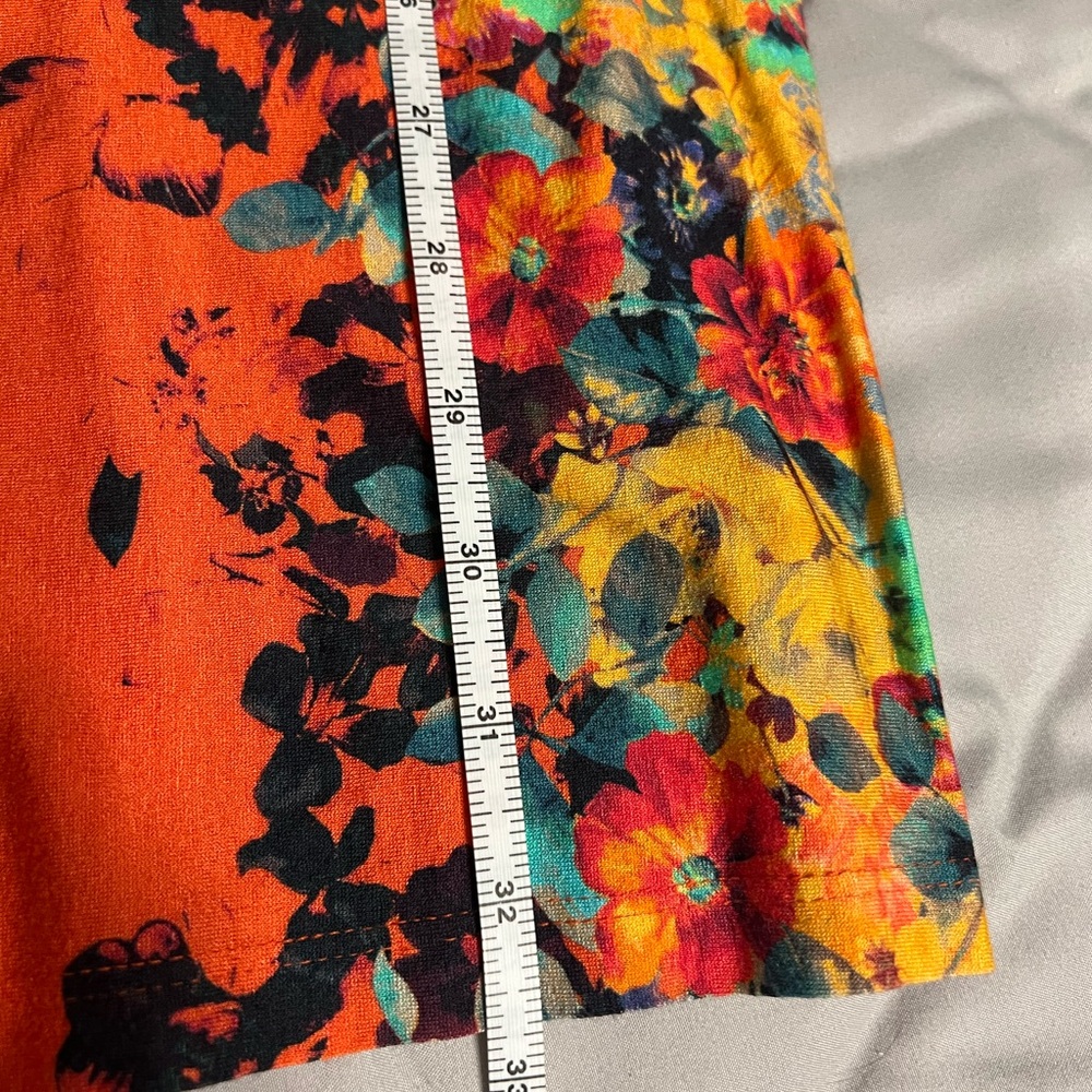 ABS Allen Schwartz Orange Floral Long Sleeve stretchy Dress - Picture 8 of 8